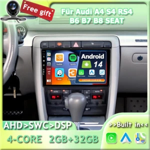 9" Android14 Für Audi A4 S4 RS4 B6 B7 B8 SEAT Autoradio Navi CarPlay RDS AM 32GB - Bild 1 von 18
