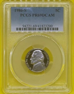 1986 S 5C  Jefferson Nickel PCGS PR69DCAM - Picture 1 of 5