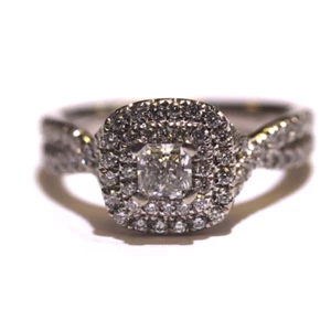 14k Weißgold 0,71ct Strahlender Heiligenschein Natürlicher Diamant Verlobungsring 4,3g Nachlass - Bild 1 von 12