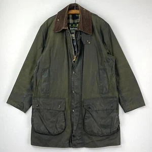Barbour Border Wax Jacket Mens C40 Medium Green Classic Vintage Country Coat - Picture 1 of 18