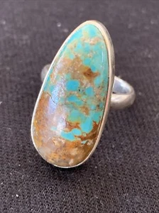Womens Arizona Turquoise Southwestern Navajo Sterling Silver Ring Size 10 00726 - Picture 1 of 12