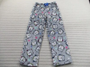 Owl Girls Pajama Pants 6 Gray Fleece Bow Stretch Pull On Polyester Members Mark - Picture 1 of 10