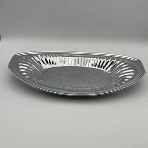 Bandeja Hellerware De Colección Mediados de Siglo Moderna Años 60 Floral Grabada Metal Cromo EE. UU. - Imagen 1 de 10