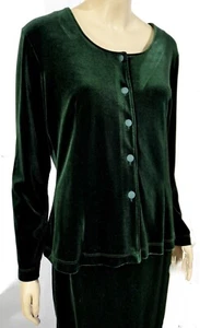 Cárdigan Top Terciopelo Terciopelo Vintage Bosque Oscuro Donna Canadá Años 90 XL - Imagen 1 de 5