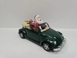 MAISTO VW 1303 Cabriolet Christmas Ornament SANTA & RUDOLPH Green VW 4.5" 1/36 - Picture 1 of 10