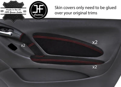 2x CUBIERTAS DE GAMUZA REAL PARA TARJETA PUERTA DELANTERA PUNTO ROJO PARA TOYOTA CELICA MK7 99-2005 Foto 1 de 3