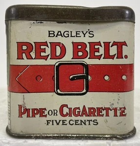 Bagley's rote Gürtelpfeife oder Zigarette fünf Cent Werbung Blech Litho - Bild 1 von 8