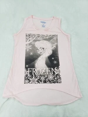 Disney Frozen M Girls Princess Elsa Tank Top Hi Low Hem Sleeveless Pink Scoop - Image 1 of 4