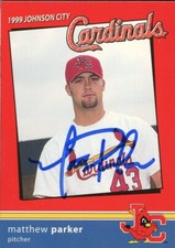 1999 Johnson City Cardinals MATT PARKER Signed Card autograph AUTO BREWERS