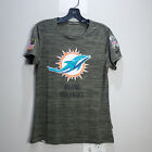 Nike Miami Dolphins T Shirt Womens S Green Olive NFL Football SALUTE TO SERVICE