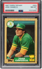 1987 TOPPS TIFFANY ALL-STAR ROOKIE #620 JOSE CANSECO ATHLETICS PSA 8