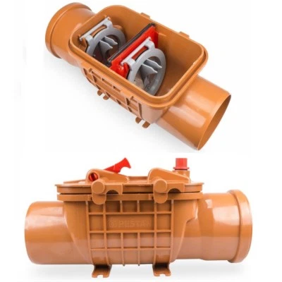 Doppel Rückstauklappe  Ø110mm Rückstauverschluss Rattenschutz für HT / KG Rohre - Bild 1 von 4