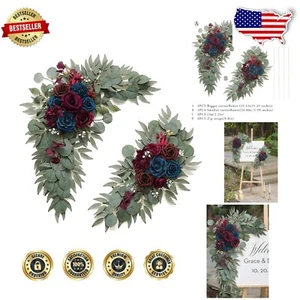 Elegant Burgundy and Navy Flower Swags for Stunning Wedding Decor (Set of 2) - Picture 1 of 10