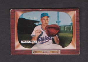 1955 Bowman Baseball Rookie Card #175 Wilmer Shantz Kansas City Athletics VG