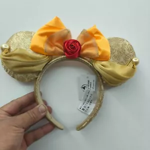 Disney Park Mickey Beauty and the Beast Minnie Mouse Ears Belle Bow Headband - Picture 1 of 8