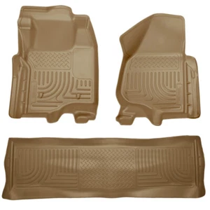 Husky Liners For 11-12 Ford SD Crew Cab WeatherBeater Combo Tan Floor Liners - Picture 1 of 10