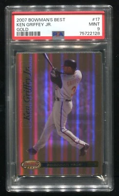 2007 Bowman's Best Ken Griffey Jr. Gold 29/50 PSA 9 MINT HOF - Image 1 of 2