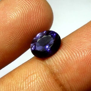 1.7 Carat 8x9.8x4.5 MM Natural AAAA Grade Quality Blue Color Iolite Oval Shape - Picture 1 of 6