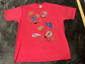 #1 VINTAGE 90'S JERZEES T-SHIRT HOT PINK COWBOY WESTERN BOOTS SZ XL - Picture 1 of 7