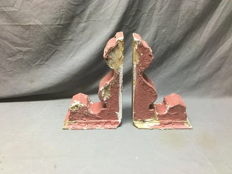 Pair Antique Wood Corbel Roof Bracket Victorian Shabby Red Old Vintage 759-20B Cover