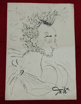 Salvador Dalí Drawing on paper (Handmade) signed and stamped mixed media. - Image 1 of 4