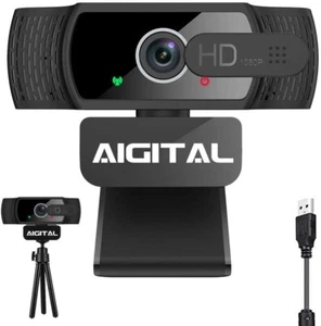 Webcam with Microphone for PC, 1080P Full HD Webcam with Privacy Cover, USB Plug - Picture 1 of 7
