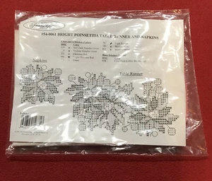 Herrschners Bright Poinsettia Table Runner & Napkins Stamped XStitch Kit 540061 - Picture 1 of 3