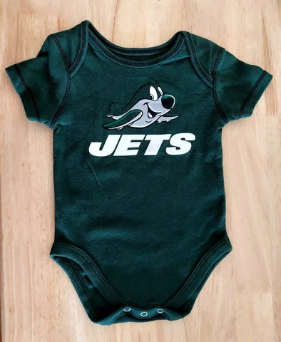 New York Jets Infant Bodysuit Size 3-6 Months Helmet Shark Airplane Logo Green Cover