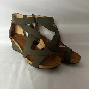 Adrienne Vittadini Olive Green Boho Strappy Women's Trilden Wedge Sandals Size 6 - Picture 1 of 10