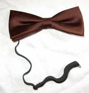 *VINTAGE VERY DARK BROWN SATIN NEAT FOR DRESS SHIRT BOW TIE SMART EVENING FORMAL - Picture 1 of 1