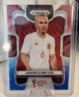 2018 Panini Prizm World Cup Soccer Andres Iniesta Red & Blue Wave Prizm Mint!! - Image 1 of 2