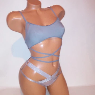 Victoria Secret Bralette Set XS Sujetador y Panty Gris Tirantes Descarado Sin Forro Inalámbrico Foto 1 de 4