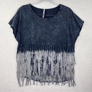 Petrol mineral wash grays with fringe Size medium - Picture 1 of 11