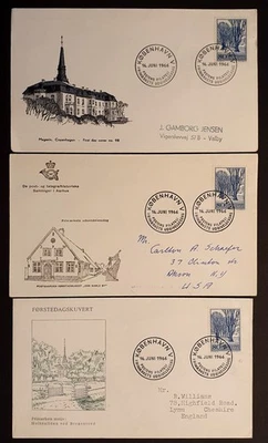 Denmark Stamps 1966 Conservation Bregentved Trees 3 different first day covers - Image 1 of 2