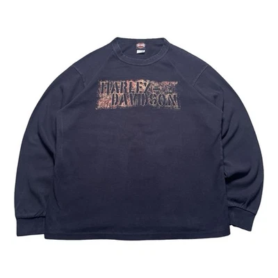 VTG Harley Davidson Shirt Mens XL Black Thermal Waffle Smoky Mountain - Image 1 of 4