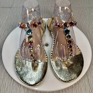 Betsey Johnson Jamari Embellished T-Strap Sandal - Bold with Multicolor SZ 10 - Picture 1 of 12