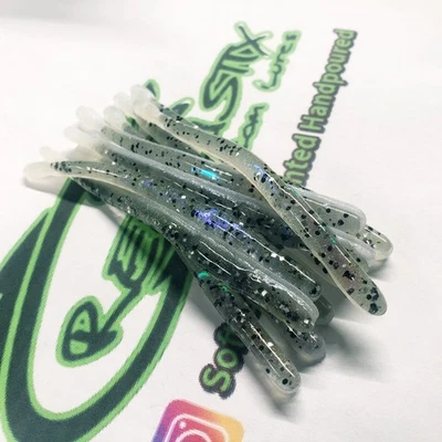 REELISTIX Roboworm Style 3.75 Mini Slim Bot. Drop-shot Plastic Worm. Shad Flash 12- Ct.