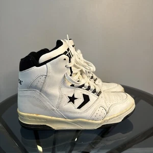 Sneakers alte vintage Converse Cons bianche nere uomo taglia 7,5 anni 90 RARA - Foto 1 di 24
