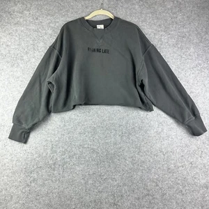 Offline by Aerie Cropped Sweatshirt Women M Gray Throw Back Crew Thumbholes Cozy - Picture 1 of 15