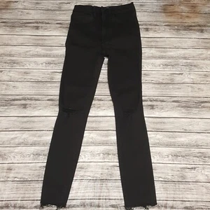 Abercrombie Size 24 Girls Jeans Ultra High Rise Distress Skinny Black Denim - Picture 1 of 6