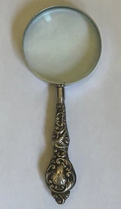 Vintage silberfarbene Lupe Jugendstil 5" lang x 2" Durchmesser - Bild 1 von 9