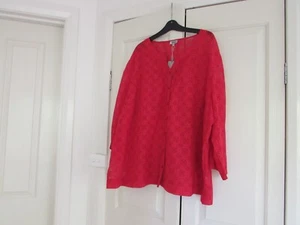 Ladies Blouse Plus size 24 Design BIB Pretty Red 3/4 Sleeves Cotton & Polyester - Picture 1 of 11