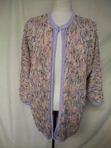 Ladies Open Cardigan Frederica size M lilac/pink/multi acrylic?, bust 40", 0492 - Picture 1 of 3