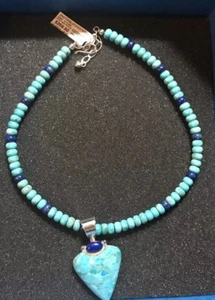 Jay King Turquoise and Lapis Sterling Silver Pendant and18" Beaded Necklace NWT - Picture 1 of 3