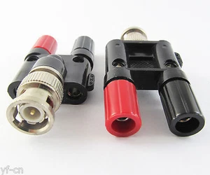 1pc BNC Male Plug to Dual Twin Banana Female Jack 4mm Binding Post Adapter - Picture 1 of 7