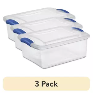 (3 pack) Sterilite 15 Quart Latch Box, Clear Plastic Storage Bin with Clear Lid, - Picture 1 of 6
