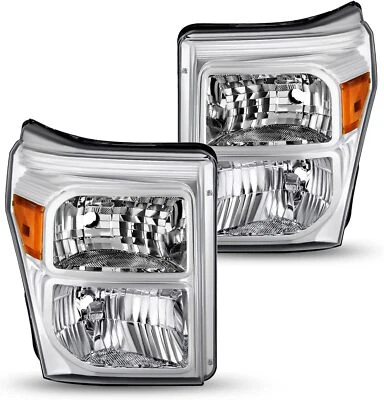 For 2011-2016 Ford F250 F350 F450 F550 Super Duty SD Chrome Headlights Lamps L+R - Image 1 of 4