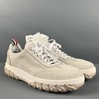 THOM BROWNE Size 11 Off White Solid Suede Lace Up Sneakers