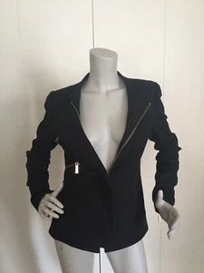 Thomas WYLDE Black Asymmetric Zip Jacket Blazer Size 4 - Picture 1 of 8
