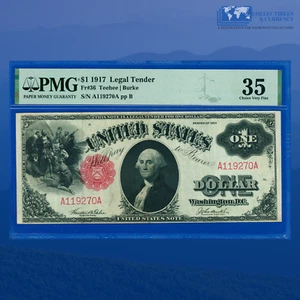 Fr.36 1917 $1 One Dollar "SAWHORSE REVERSE" Legal Tender Note, PMG VF 35 #19270 - Picture 1 of 3
